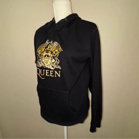 Queen Unisex Black Adult Crest Hoodie Freddie Mercury Design - Picture 4 of 16